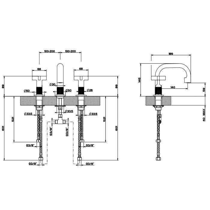 Смеситель для раковины, 3 отв., Gessi Inciso, хром арт. 58112#031