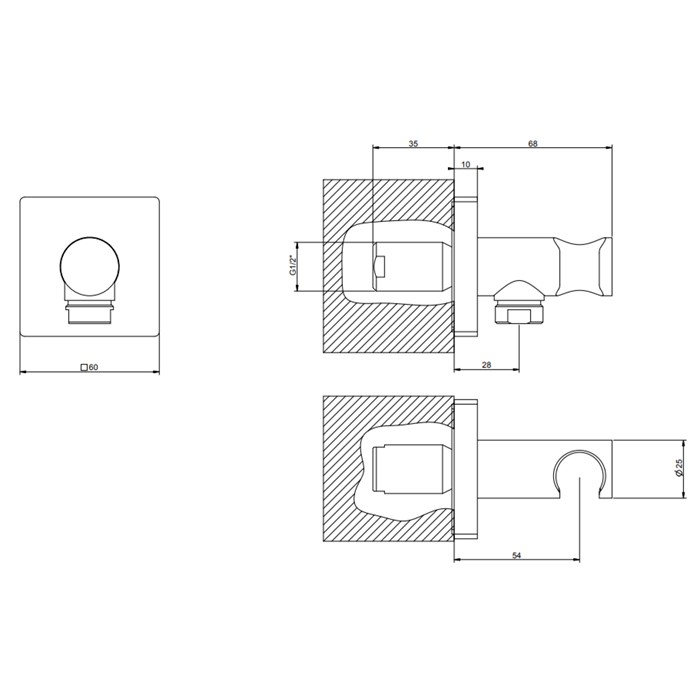 Вывод воды с держателем для душевой лейки на 1/2", Gessi Rilievo, хром арт. 59161#031