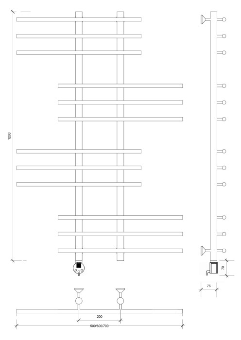 Полотенцесушитель электрический 120x20x60 Турин 5 Secado арт. 4673739245217