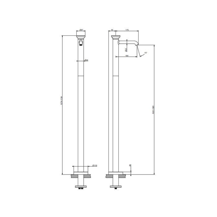 Смеситель напольный, Gessi Origini, хром арт. 66095#031