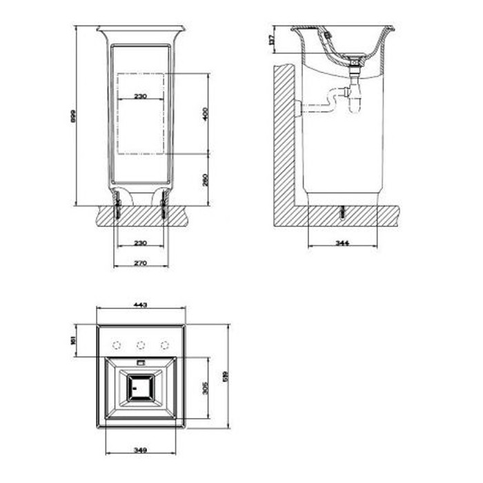 Раковина 56х42 см, без отв., накладная/встраиваемая, без перелива, Gessi Eleganza, белый арт. 46805#516