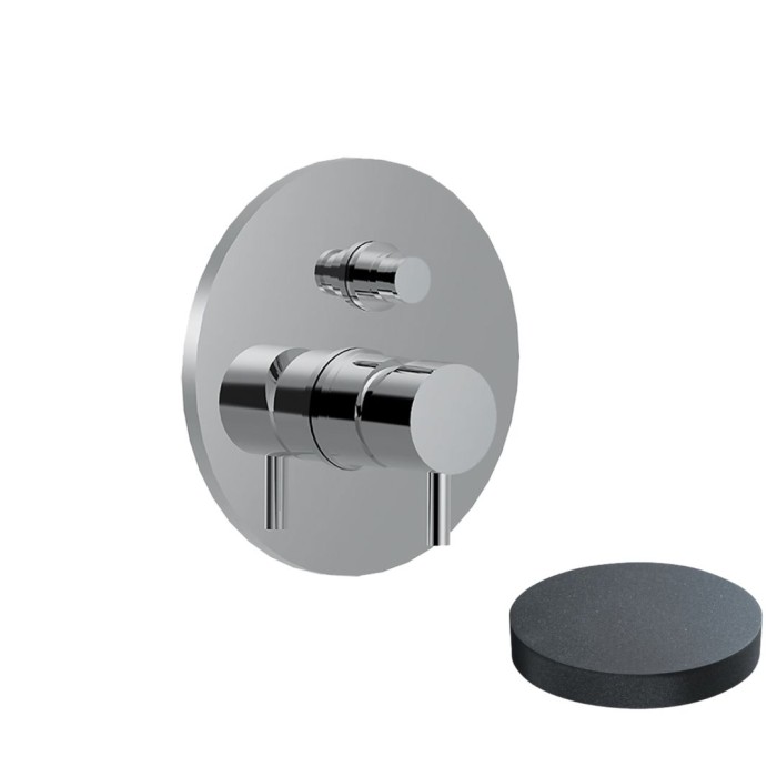 Внешняя часть смесителя для душа встраиваемого, на 2 режима, с кнопкой-переключателем, Giulini My future, графит арт. 5913-EPGF