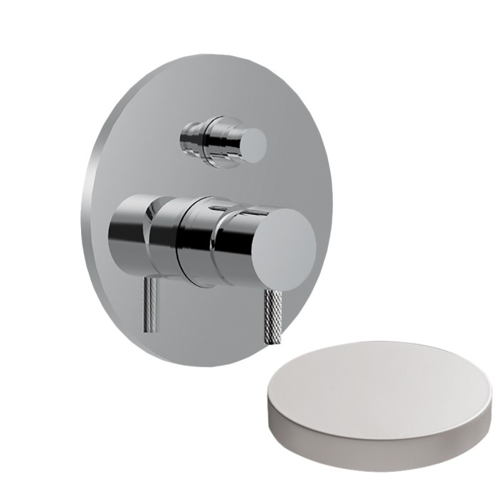 Внешняя часть смесителя для душа встраиваемого, на 2 режима, с кнопкой-переключателем, Giulini My future deluxe, белый матовый арт. 5963DEPBO