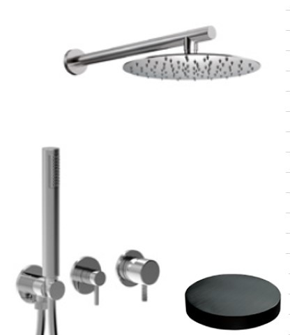 Внешняя часть для встраиваемого комплекта для душа, переключатель, ручной душ, настенный кронштейн, верхний душ d250, Giulini My future deluxe, ганметал арт. 5986DEPCRNS