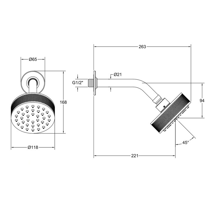 Душевая головка шарнирная на 1/2” с защитой отизвесткового налёта, Gessi Inciso, black xl арт. 58189#299