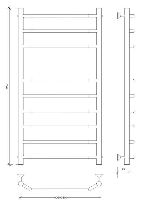 Полотенцесушитель водяной 100x40 Агата 5 (хром) Secado арт. 4603777444501