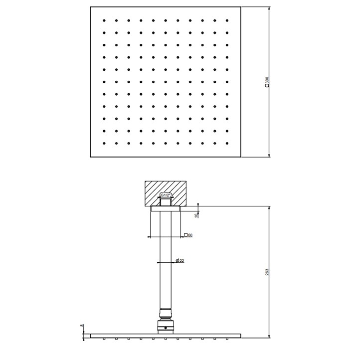 Верхний душ, потолочная, поворотная с шарниром, с защитой от известкового налёта, Gessi Emporio shower, black xl арт. 47362#299