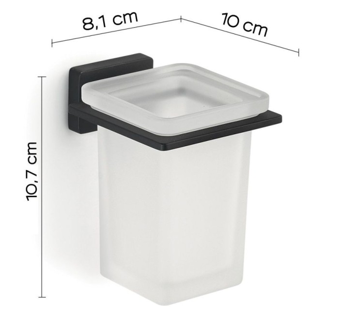 Настенный стеклянный стакан Atena Gedy, 4410(14) цвет: черный