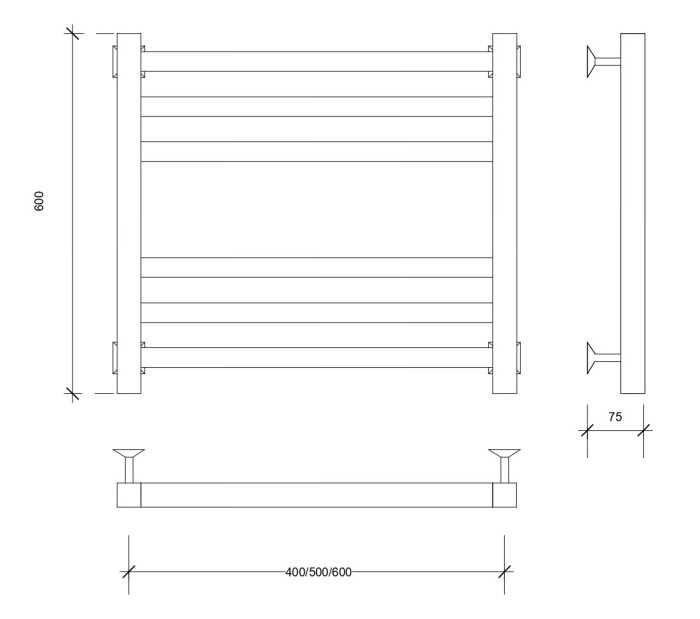 Полотенцесушитель водяной 60x40 Корато 3 (хром) Secado арт. 4603777472535