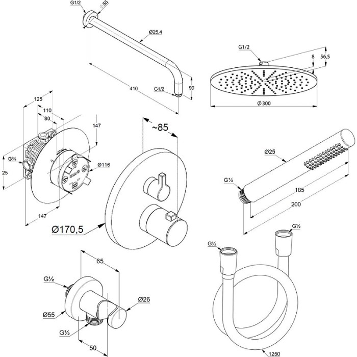Душевой комплект Kludi Nova Fonte цвет. черный матовый арт. 208313915 