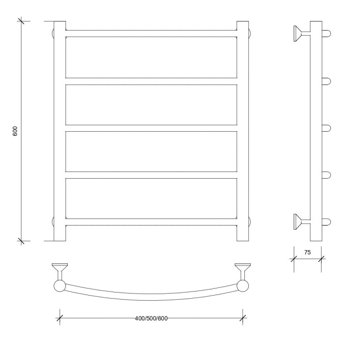 Полотенцесушитель водяной 60x40 Милан 1 (хром) Secado арт. 4603777444549