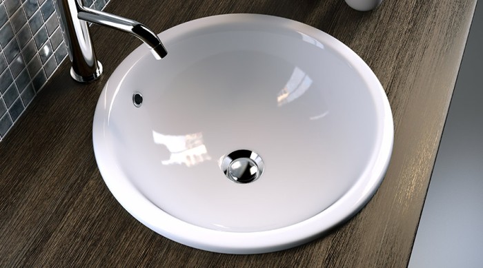 Накладная раковина/полувстраиваемая/встраиваемая d42xh17 см, комплект креплений, Olympia ceramica Tris, белый глянцевый арт. LIL4242001