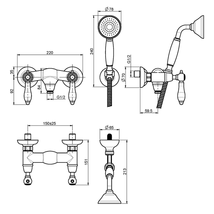Fima Carlo Frattini Смеситель для душа, с душ комплектом, Herend, F5405BR цвет: бронза