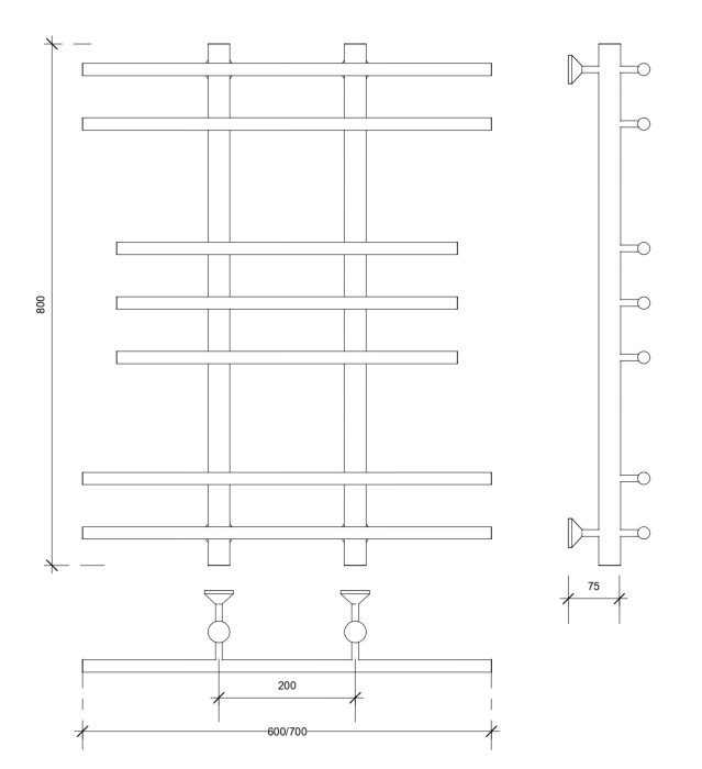 Полотенцесушитель водяной 80x20x60 Турин 2 (хром) Secado арт. 4603777446970