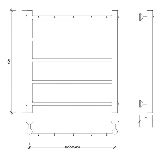 Полотенцесушитель водяной 60x60 Триада 1 К (черный) Secado арт. 4673739228586