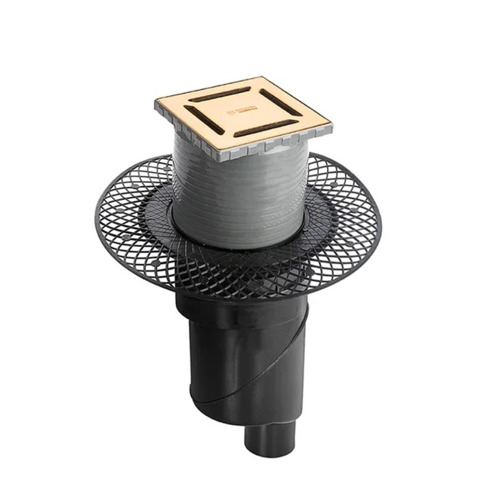 Душевой трап BERGES PLATZ Norma 100х100, золото глянец, S-сифон D50/105 H50, арт.092058