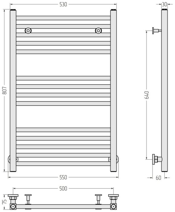 Сунержа Водяной полотенцесушитель 800x500, Модус, 00-0250-8050 цвет: без покрытия