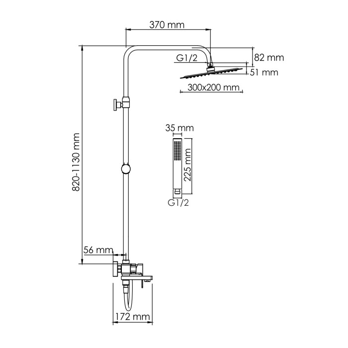 Душевая система со смесителем WasserKRAFT арт. A177.069.103.087.CH