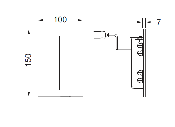 Панель смыва электронная для писсуара 100х150х7 мм, питание от батареи, белый, filo TECE арт. 9242061