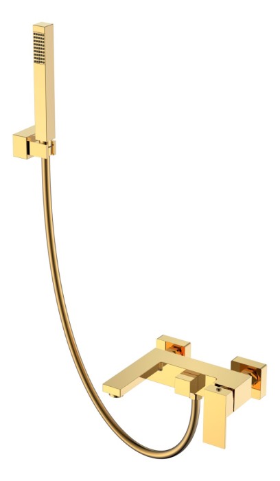 Смеситель для ванны с душем, Shinny Gold, Qubic Boheme 473-G