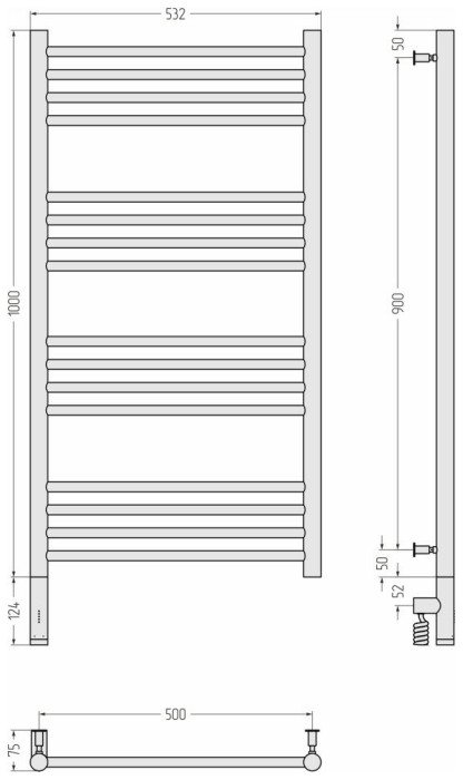 Сунержа Электрический полотенцесушитель 1000x500, Богема 3.0, 30-5804-1050 цвет: матовый белый
