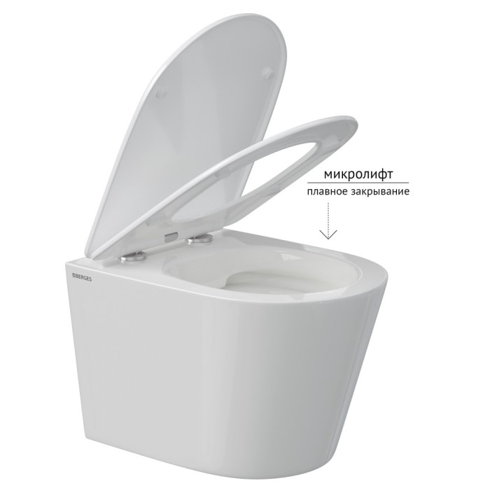 Унитаз подвесной Berges Vita Rimless белый, с микролифтом арт. 082255