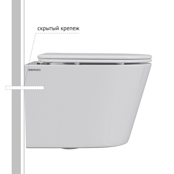 Унитаз подвесной Berges Vita Rimless белый, с микролифтом арт. 082255
