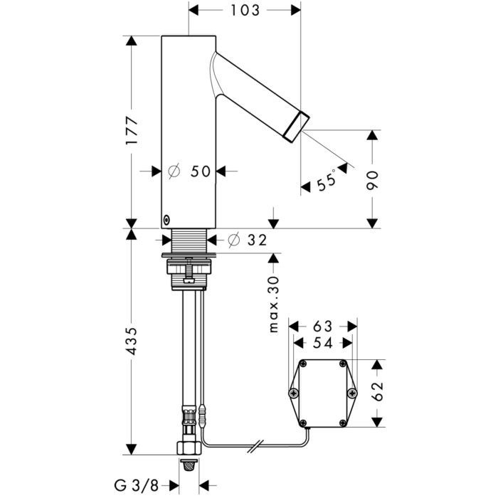 Электронный смеситель для раковины Starck Axor, шлифованный черный хром арт. 10106340