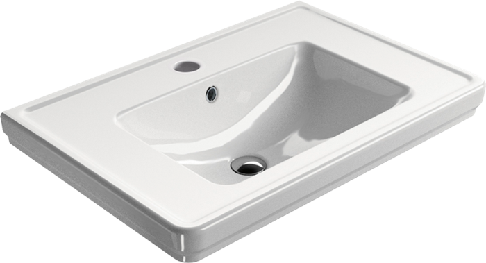 Подвесная раковина 75х50х18 см, с переливом, санфарфор, с отв. под смеситель, Classic GSI арт. 8787111
