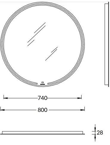 Зеркало MIO круглое с диммером 800x800, Mio Kerama Marazzi, белый - MIO.mi.80D\WHT