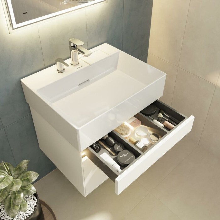 Тумба подвесная 2 ящика 60 см, Logica Kerama Marazzi, белый - LOG.60.2\WHT