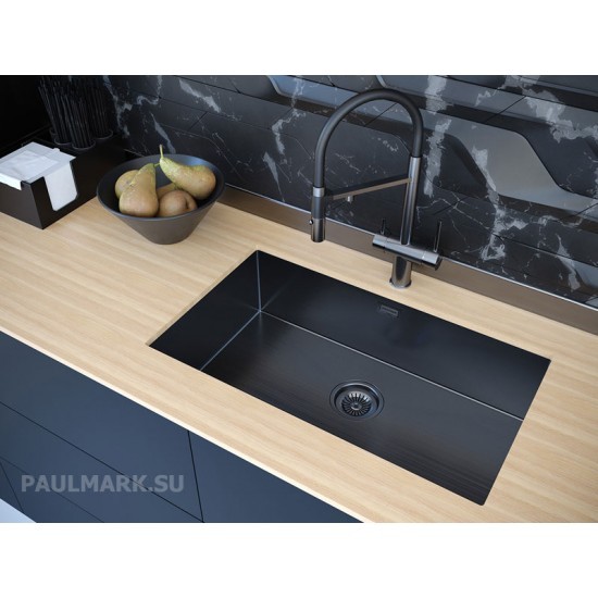 Мойка для кухни нержавеющая 740х440мм Paulmark KOHER, вороненая сталь - PM807444-GM