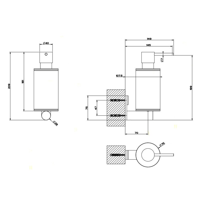 Дозатор для жидкого мыла настенный, Gessi 316, шлифованная сталь/белый арт. 54713#239