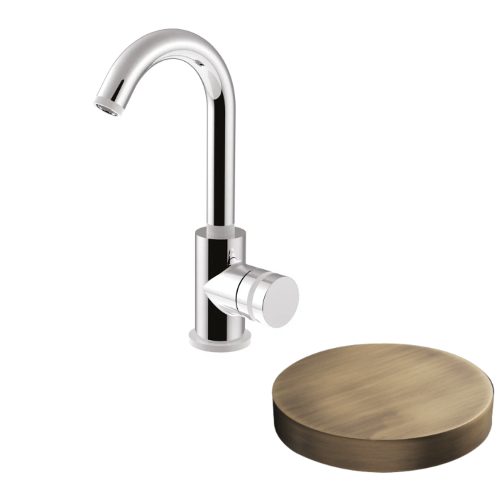 Смеситель для раковины, поворотный излив, однорычажный, Giulini My ring, бронза матовая арт. MR0085/SCBROP