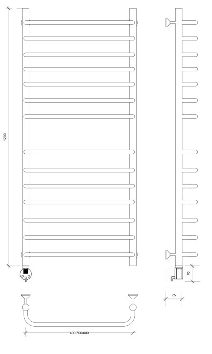 Полотенцесушитель электрический 120x40 Мерида 4 Secado арт. 4673739236802