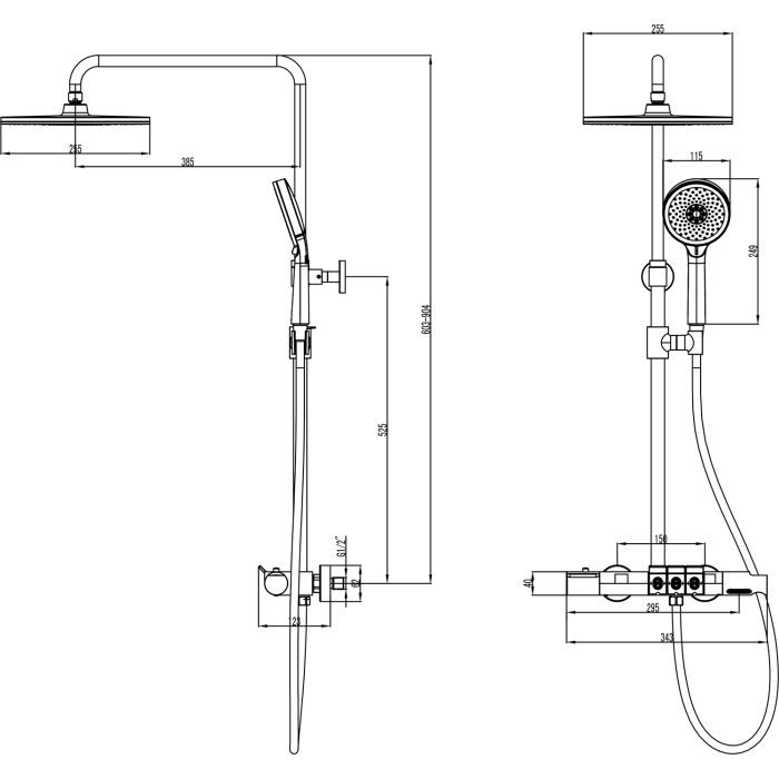 Душевая система термостатический картридж, хром, Azario PIANO арт. AZ-678U87ZA8-1DA1K17A-JR3A50AC
