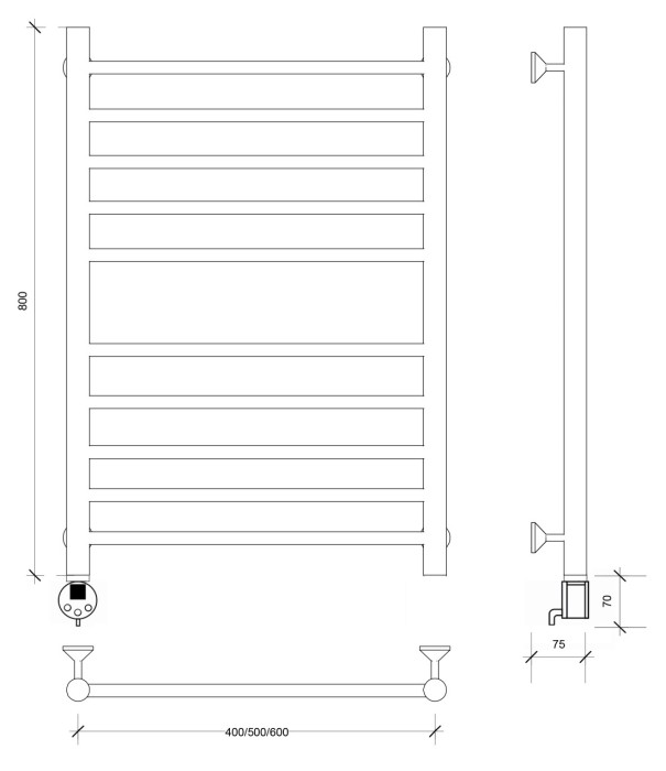 Полотенцесушитель электрический 80x40 Триада 4 Secado арт. 4673739243343