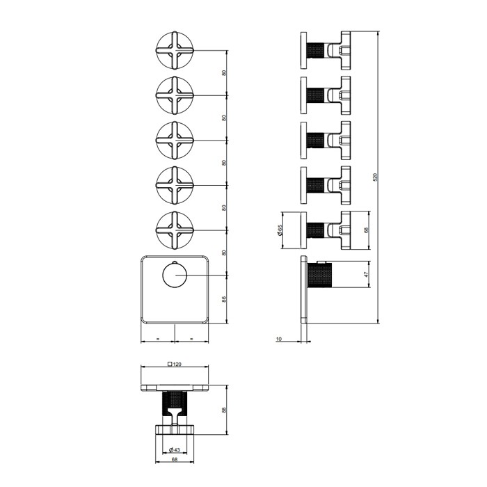Смеситель для душа, встраиваемый, термостатический, резьба 3/4", Gessi Inciso, black xl арт. 58350#299