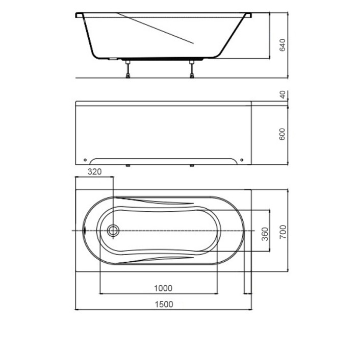 Акриловая ванна 150х70 прямоугольная, Azario Karmina арт. AV.0011150