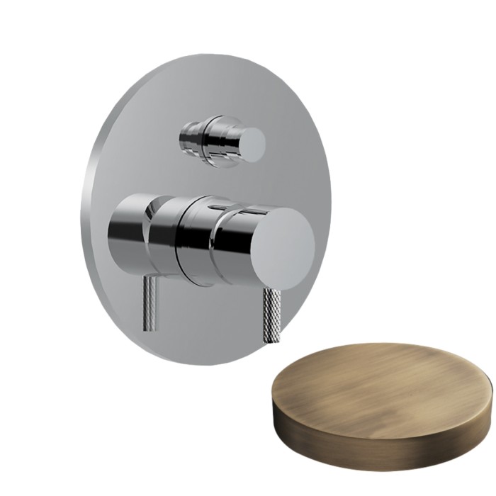 Внешняя часть смесителя для душа встраиваемого, на 2 режима, с кнопкой-переключателем, Giulini My future deluxe, бронза матовая арт. 5963DEPBROP