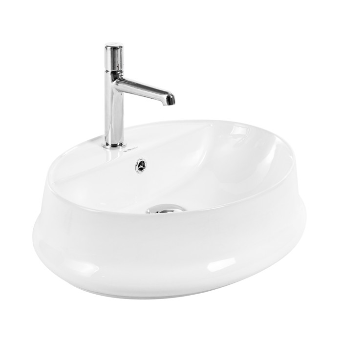 Раковина накладная керамическая 460x575x150, овальная, BelBagno, глянцевый белый арт. BB1399