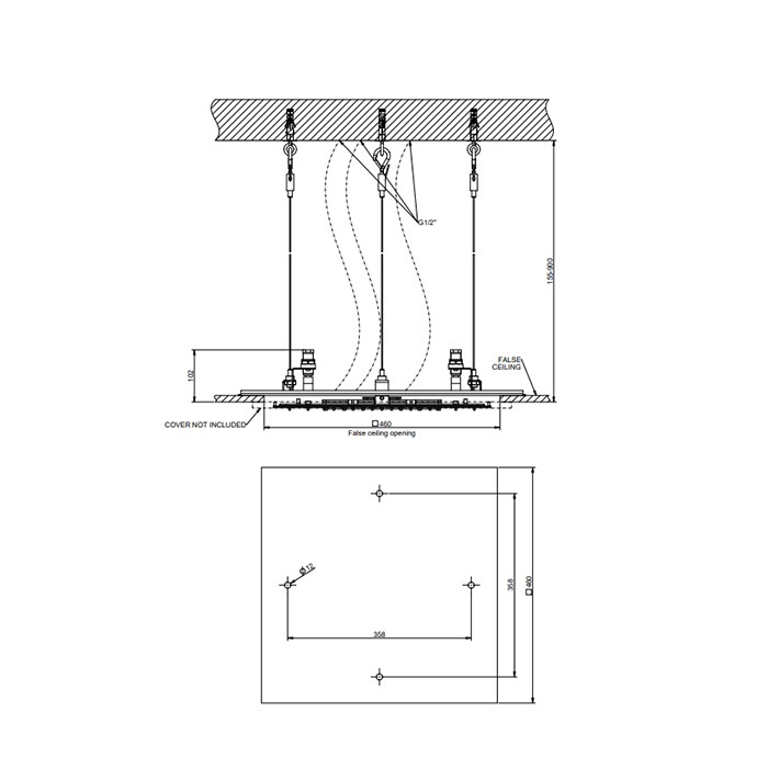 Душевая головка настенная, шарнирная на 1/2”, d300мм, Gessi Inciso, brushed brass pvd арт. 58248#727