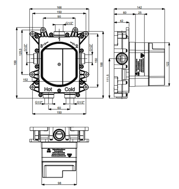 Душевая система Almar Core с термостатом, верхний душ Velvet Rain 30х30см 2 режима, цвет черный матовый