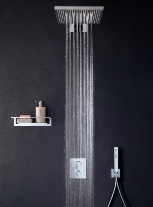 Душевая система Almar Core с термостатом, верхний душ Velvet Rain 30х30см 2 режима, цвет черный матовый