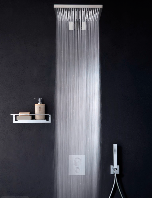 Душевая система Almar Core с термостатом, верхний душ Velvet Rain 30х30см 2 режима, цвет черный матовый