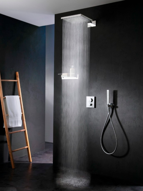 Душевая система Almar Core с термостатом, верхний душ Velvet Rain 30х30см 2 режима, цвет черный матовый