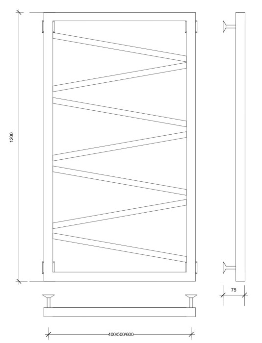 Полотенцесушитель водяной 120x50 Мирано (черный) Secado арт. 4603777441456