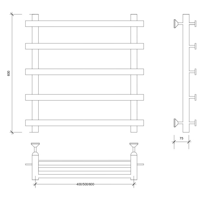 Полотенцесушитель водяной 60x60x70 Понтида 1 (хром) Secado арт. 4603777447410