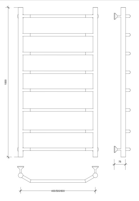 Полотенцесушитель водяной 100x50 Агата 1 (черный) Secado арт. 4673739222898