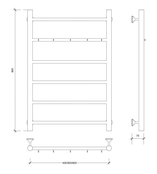 Полотенцесушитель водяной 80x40 Триада 1 К (черный) Secado арт. 4673739228593